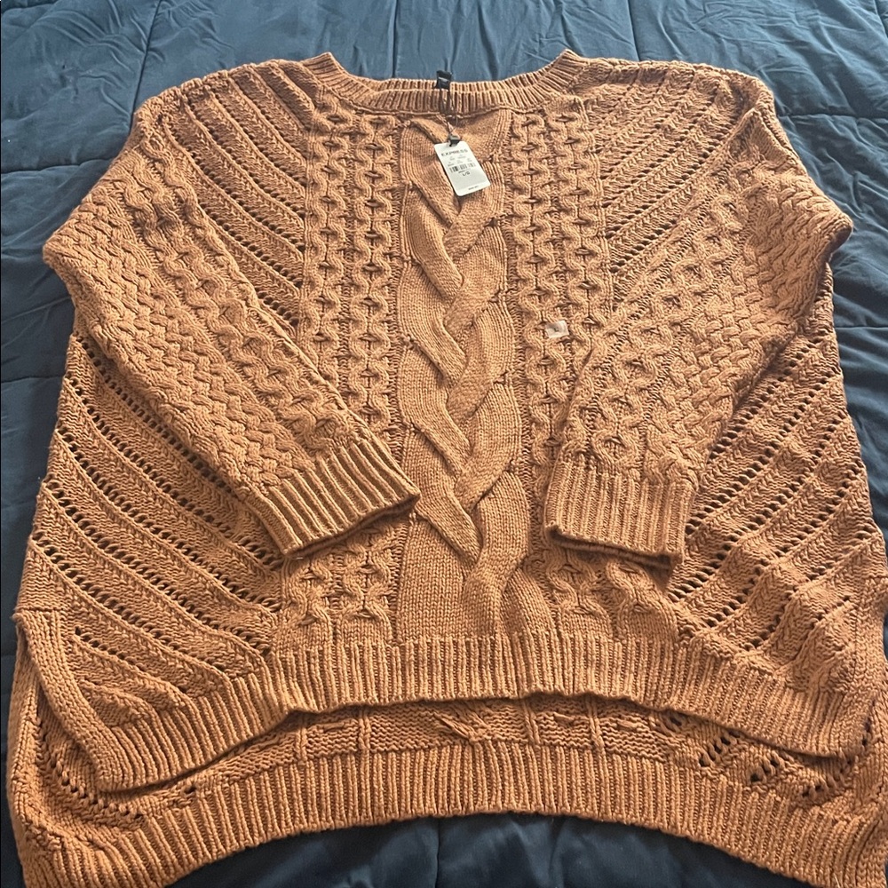 Express Cable Knit Brown Sweater